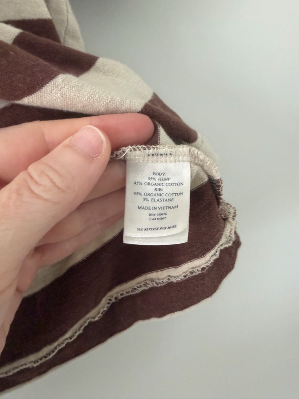 Faherty Tan Brown Stripes Hemp Organic Cotton Oversized Vintage T Shirt XS - Picture 3 of 7